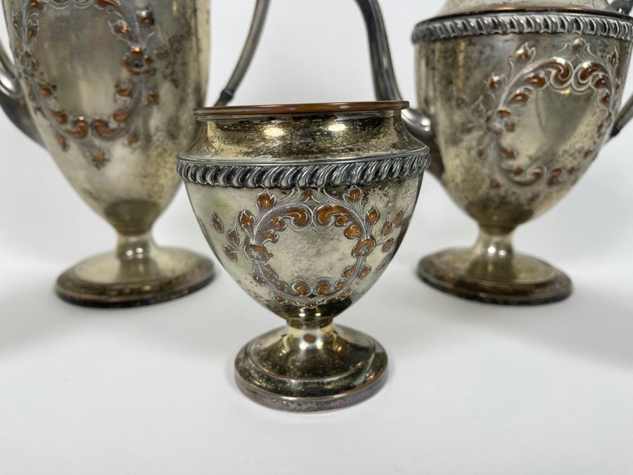 Hand Chased Silverplate Coffee And Tea Service  [Photo 6]