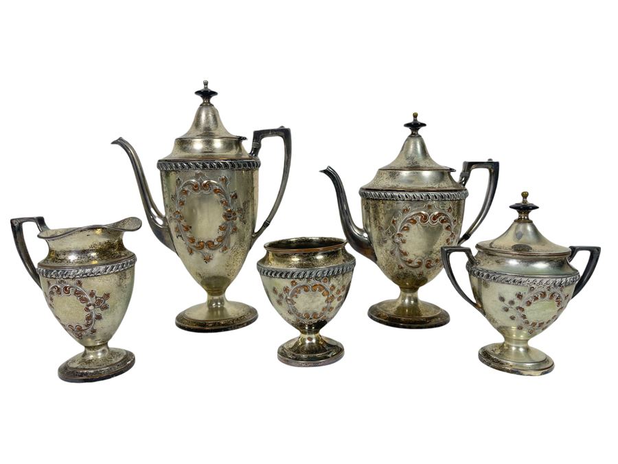 JUST ADDED - Hand Chased Silverplate Coffee And Tea Service 