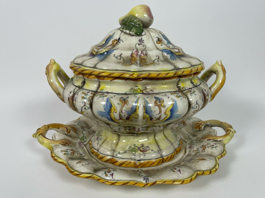 Vintage Capodimonte Soup Tureen And Underplate Made In Italy 18W X 13D X 12H [Photo 4]