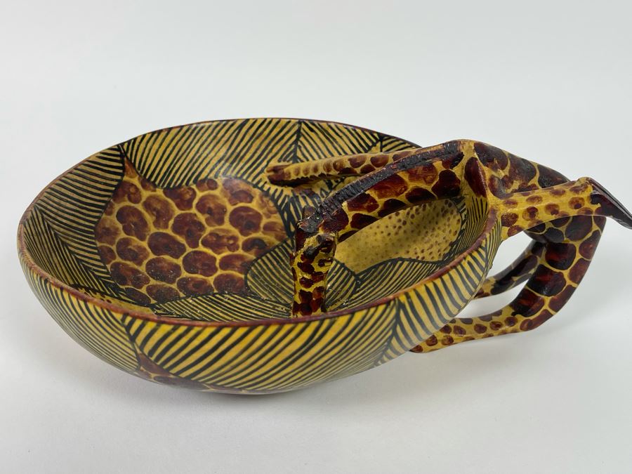African Giraffe Wooden Drinking Bowl 10W X 4H [Photo 2]