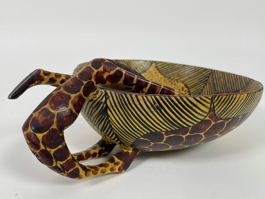 African Giraffe Wooden Drinking Bowl 10W X 4H [Photo 8]