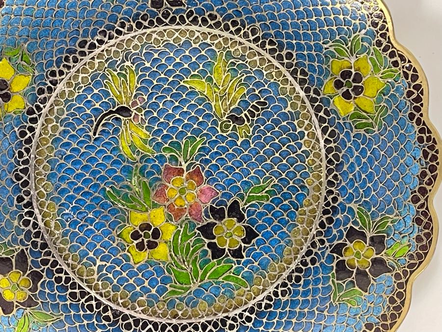 Vintage Chinese Plique-A-Jour Cloisonne On Glass Dish 6R [Photo 3]