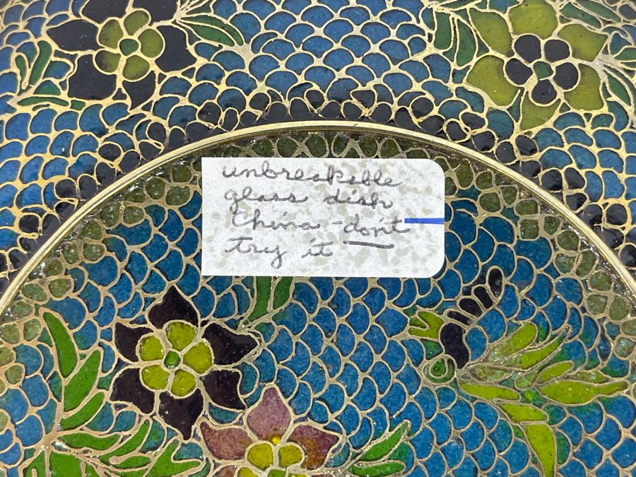 Vintage Chinese Plique-A-Jour Cloisonne On Glass Dish 6R [Photo 7]