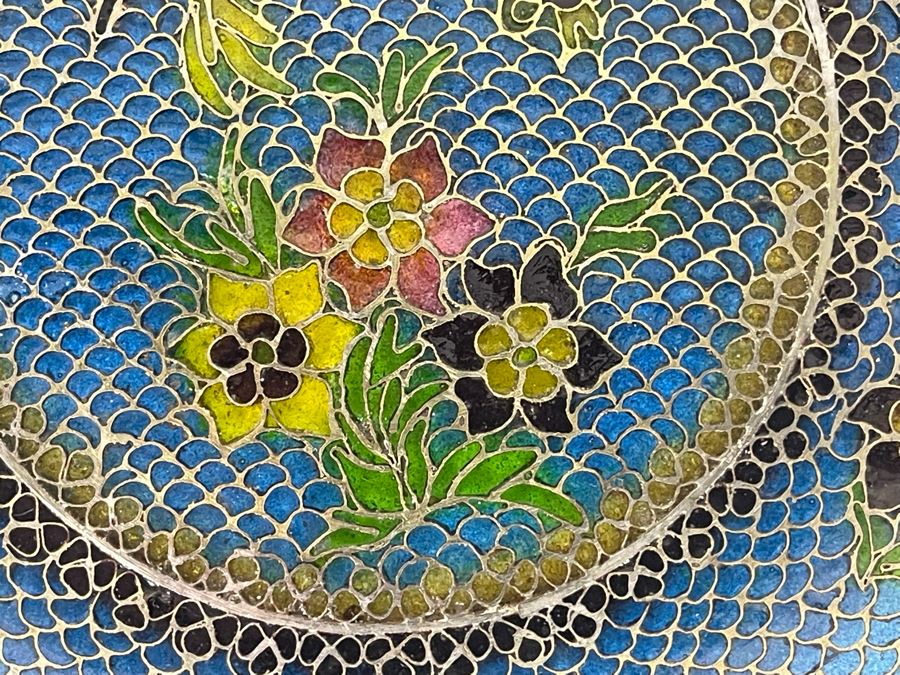 Vintage Chinese Plique-A-Jour Cloisonne On Glass Dish 6R [Photo 4]