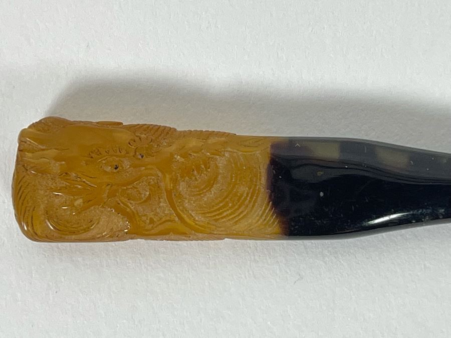 Vintage Japanese Kogai Hair Stick With Dragon Carved Ends [Photo 2]