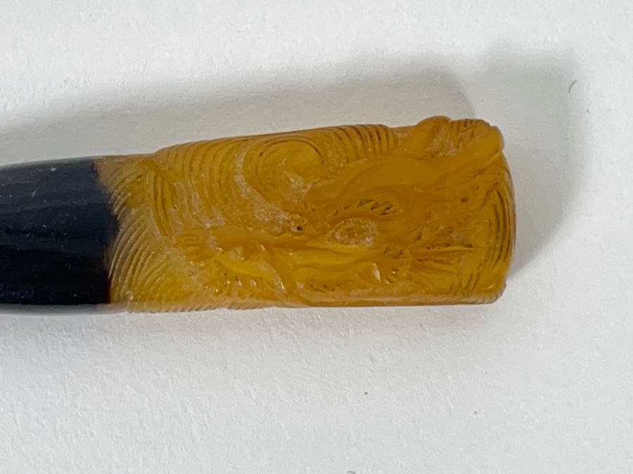 Vintage Japanese Kogai Hair Stick With Dragon Carved Ends [Photo 3]