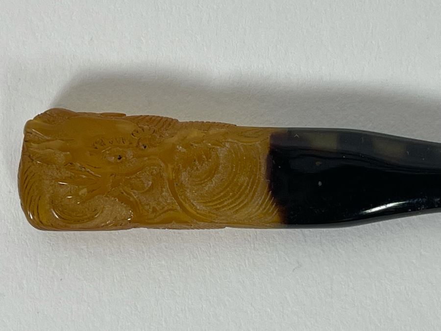 Vintage Japanese Kogai Hair Stick With Dragon Carved Ends [Photo 6]