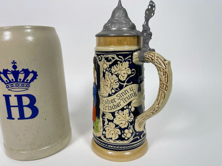 Pair Of German Beer Steins Drinking Mugs [Photo 3]