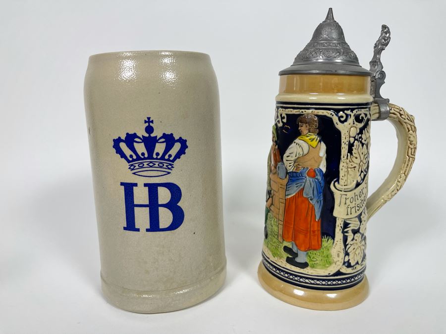 Pair Of German Beer Steins Drinking Mugs [Photo 2]