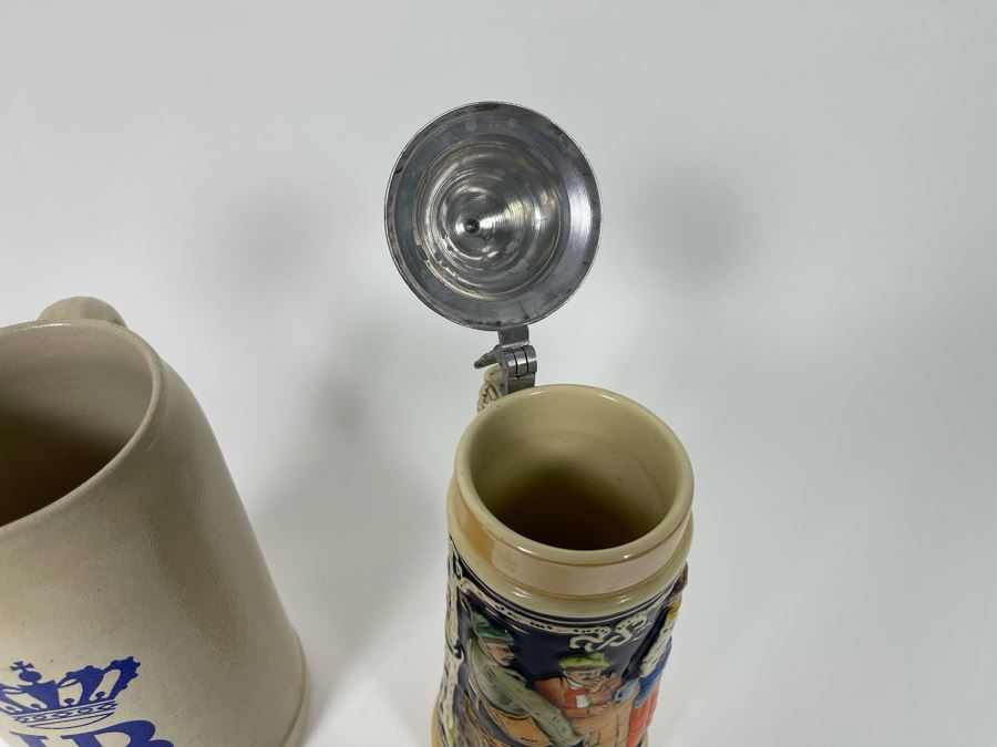 Pair Of German Beer Steins Drinking Mugs [Photo 6]