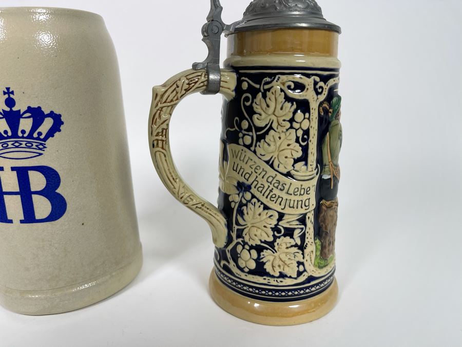 Pair Of German Beer Steins Drinking Mugs [Photo 4]