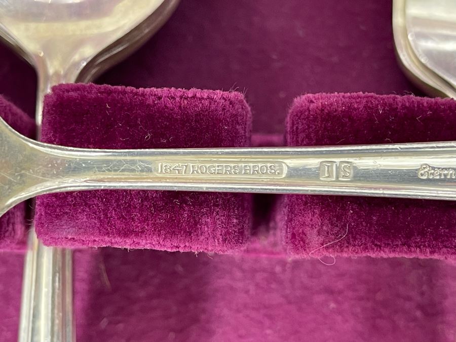Rogers Bros Flatware Silverplate Flatware Set Eternally Yours Pattern With Wooden Storage Box Apx Service For 6 [Photo 8]