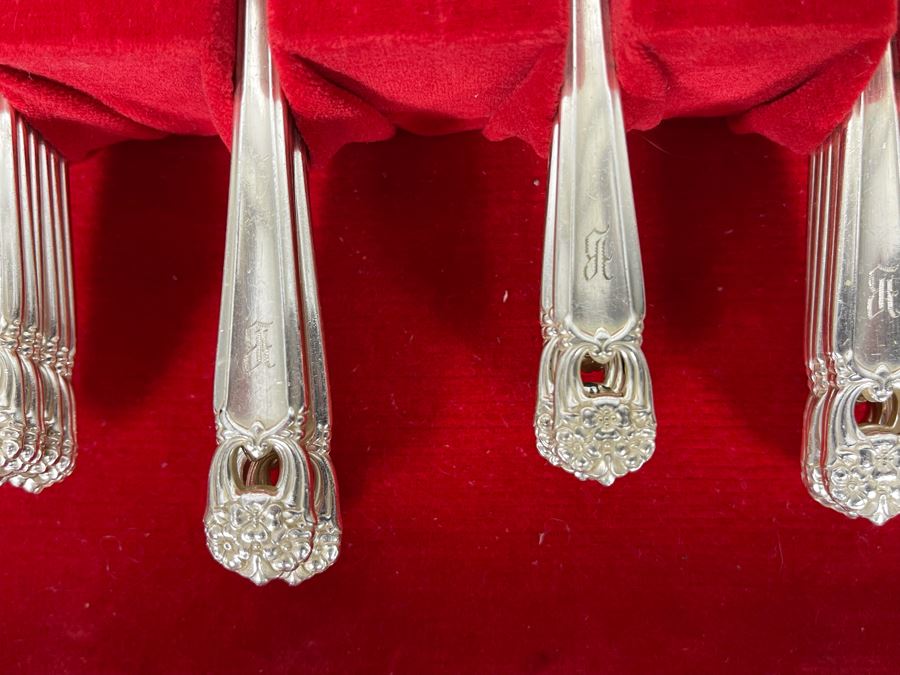 Rogers Bros Flatware Silverplate Flatware Set Eternally Yours Pattern With Wooden Storage Box Apx Service For 10 [Photo 7]