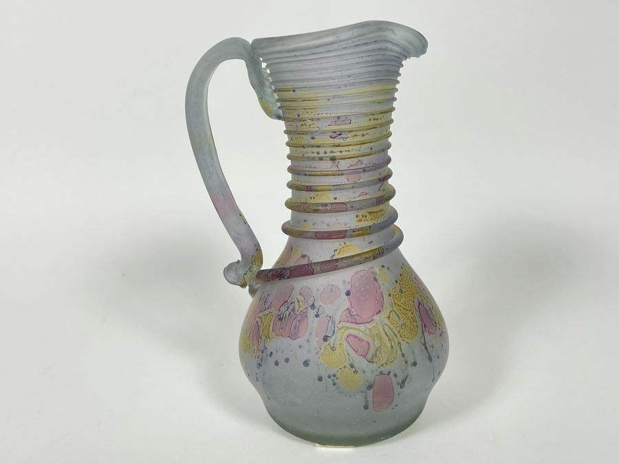 Vintage Druze Unbreakable Glass Pitcher From Mountains Of Israel 6.5H [Photo 7]