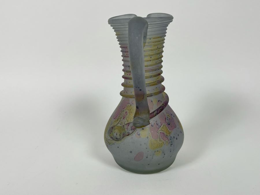 Vintage Druze Unbreakable Glass Pitcher From Mountains Of Israel 6.5H [Photo 6]