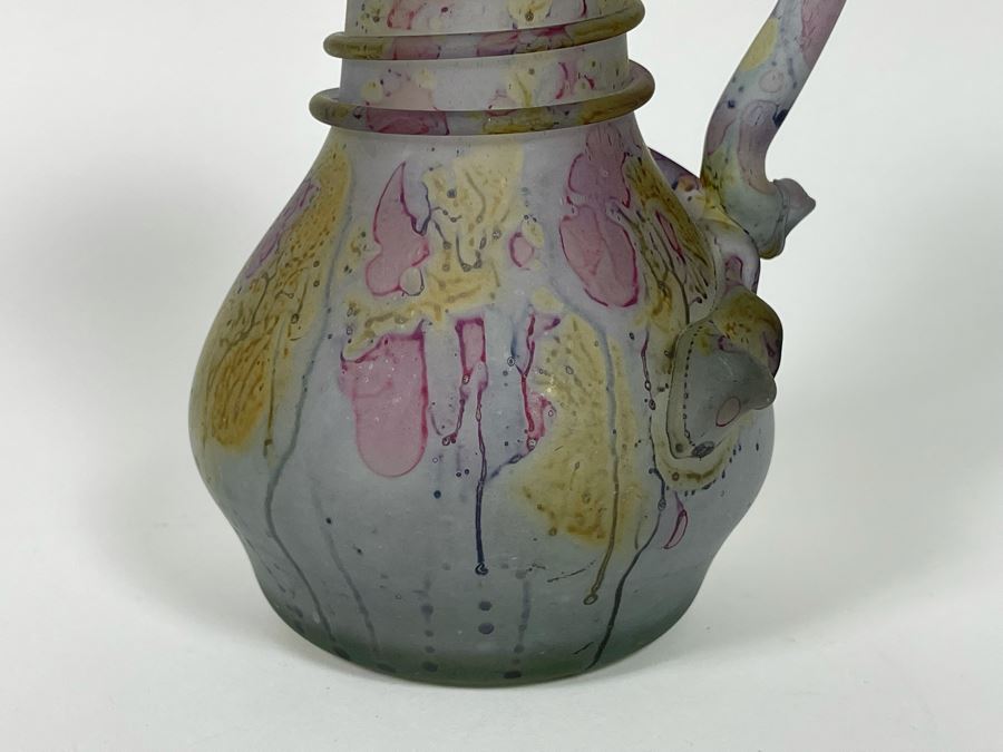 Vintage Druze Unbreakable Glass Pitcher From Mountains Of Israel 6.5H [Photo 4]