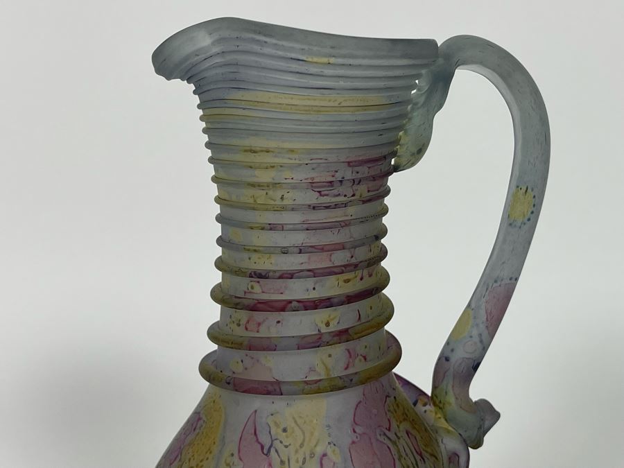Vintage Druze Unbreakable Glass Pitcher From Mountains Of Israel 6.5H [Photo 5]