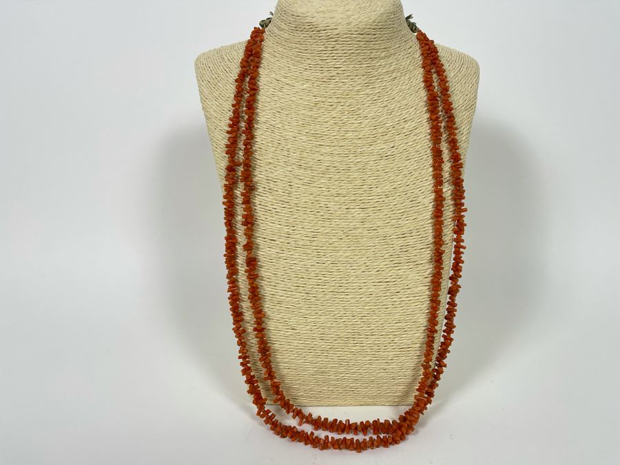 Vintage Organic Red Coral Double Strand 32' Necklace 51.4g [Photo 2]