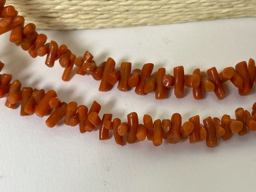 Vintage Organic Red Coral Double Strand 32' Necklace 51.4g [Photo 4]
