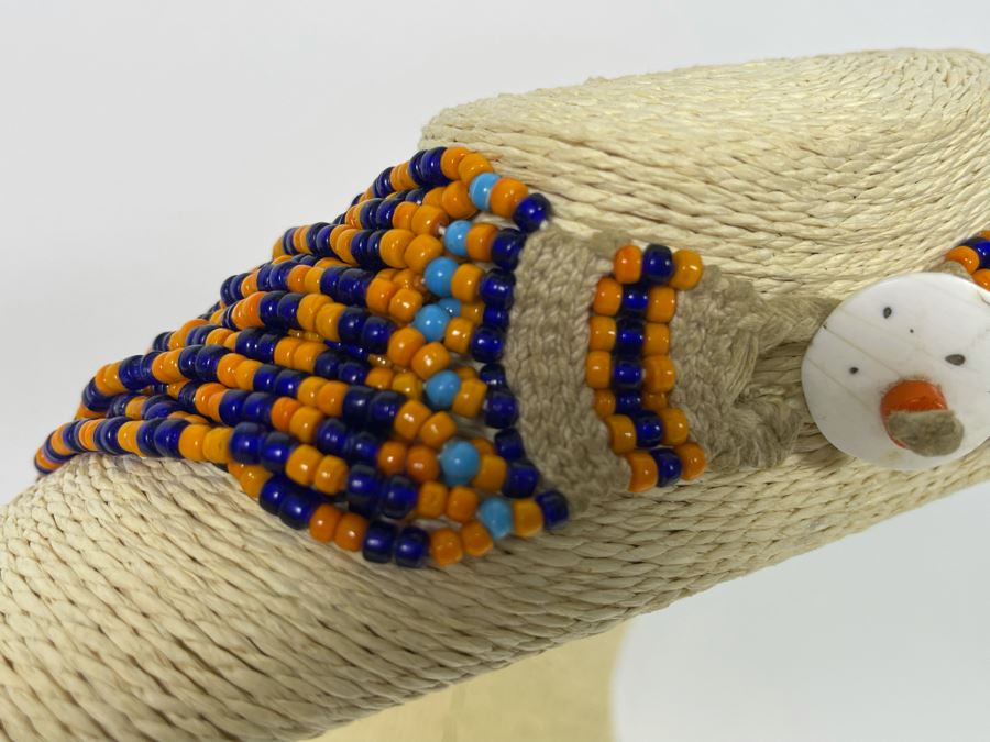 Vintage Orange And Blue Glass Beads Multi-Strand 24' Necklace [Photo 10]