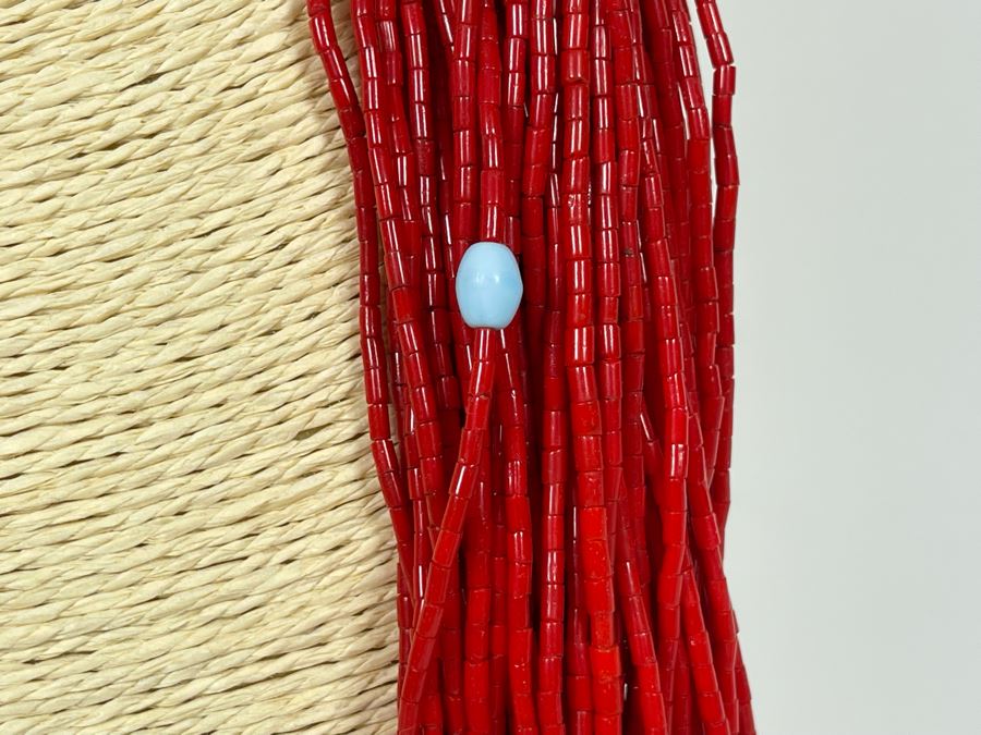 Vintage Red, Black And Green Glass Beads Multi-Strand 30' Necklace [Photo 5]