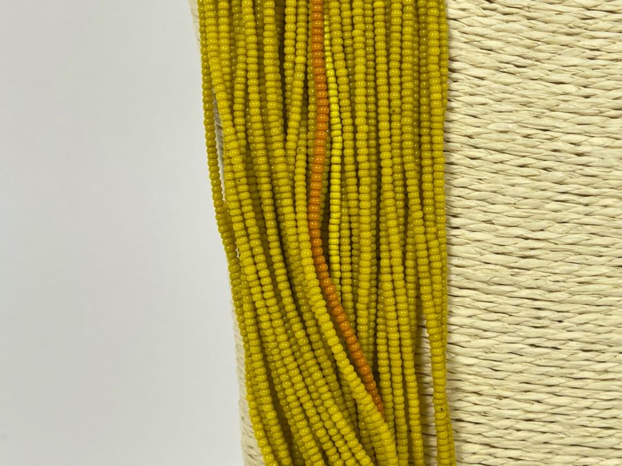 Vintage Yellow Glass Beads Multi-Strand 30' Necklace [Photo 4]