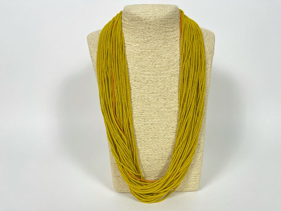 Vintage Yellow Glass Beads Multi-Strand 30' Necklace [Photo 2]