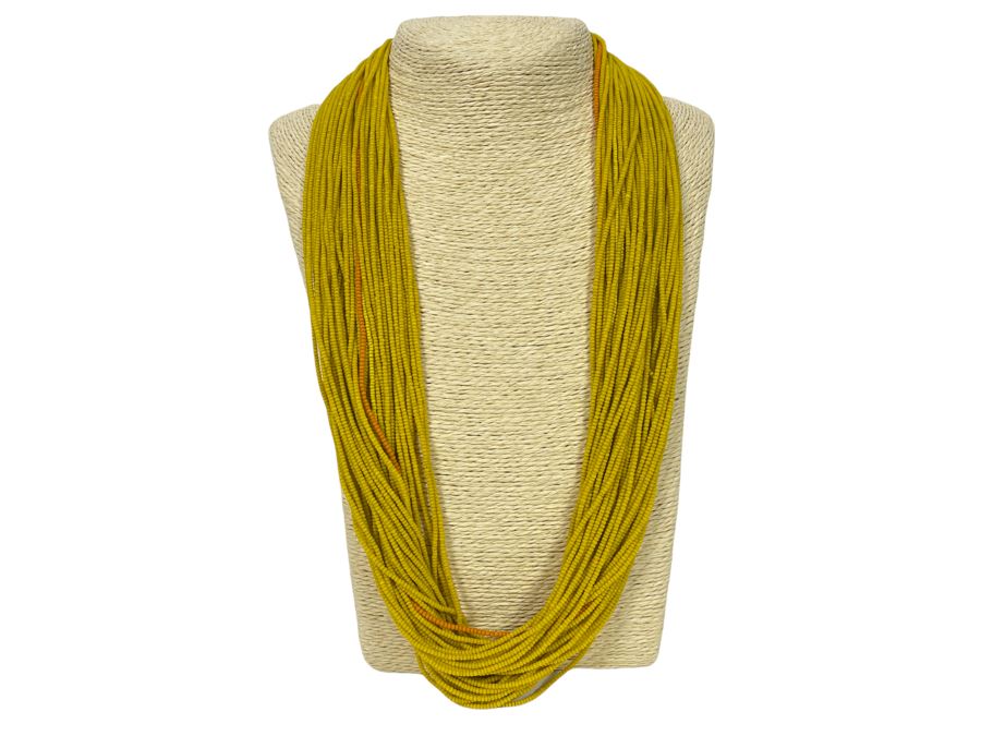 Vintage Yellow Glass Beads Multi-Strand 30' Necklace [Photo 1]