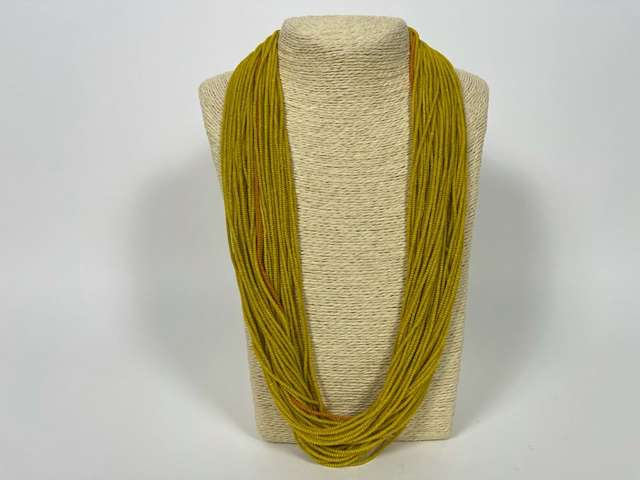 Vintage Yellow Glass Beads Multi-Strand 30' Necklace [Photo 3]