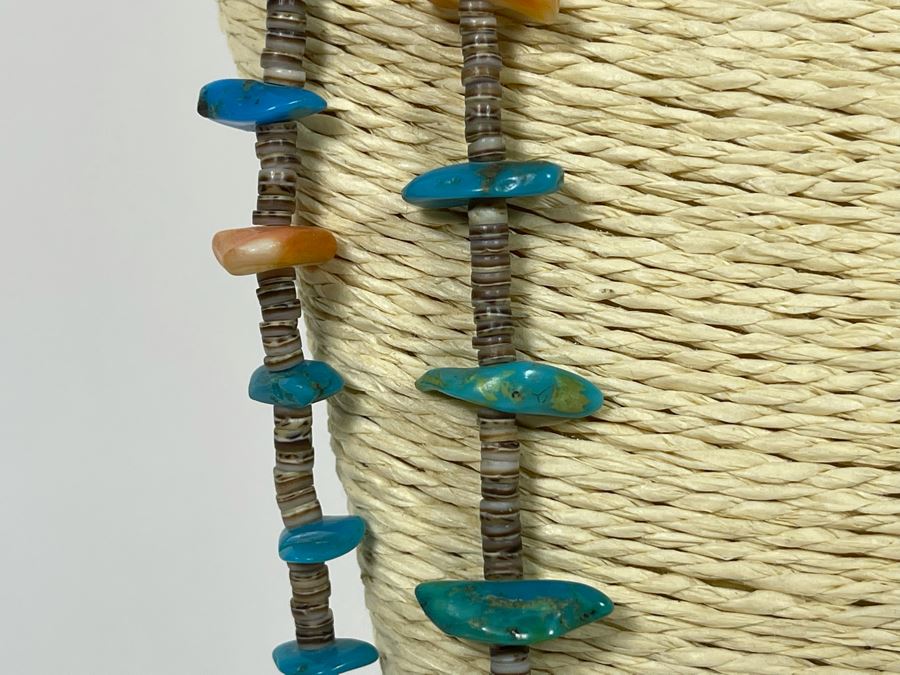 Vintage Double Strand Turquoise And Shell Heishi 32' Necklace [Photo 5]