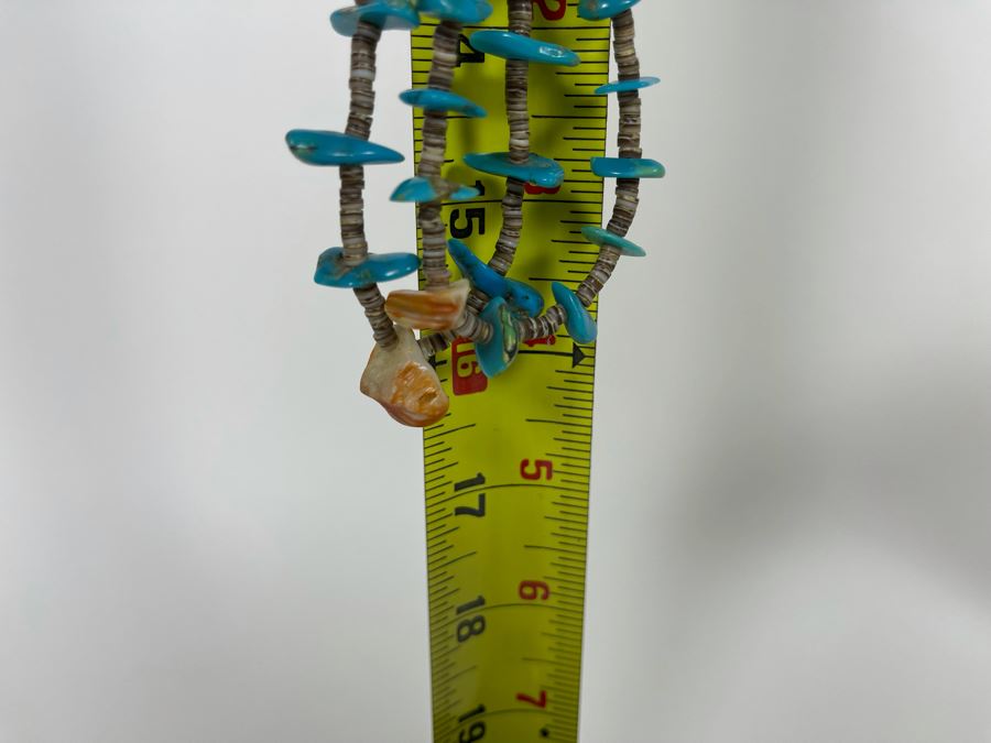 Vintage Double Strand Turquoise And Shell Heishi 32' Necklace [Photo 7]