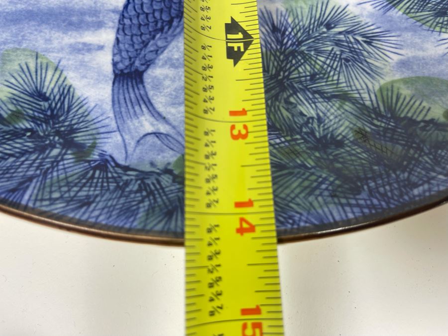 Japanese Koi Fish Charger 14.25' Plate With Stand Made In Japan [Photo 10]