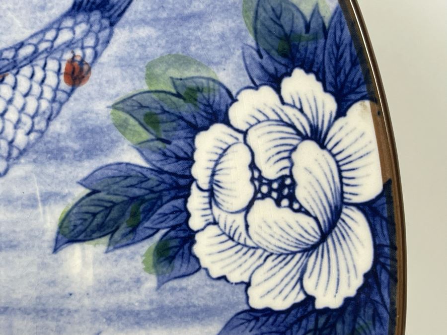 Japanese Koi Fish Charger 14.25' Plate With Stand Made In Japan [Photo 7]