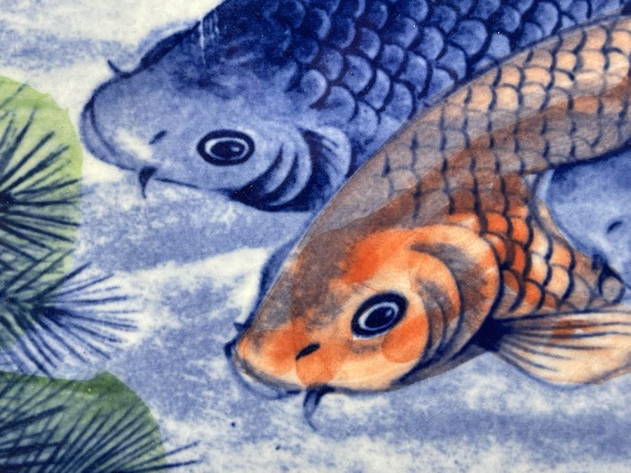 Japanese Koi Fish Charger 14.25' Plate With Stand Made In Japan [Photo 5]