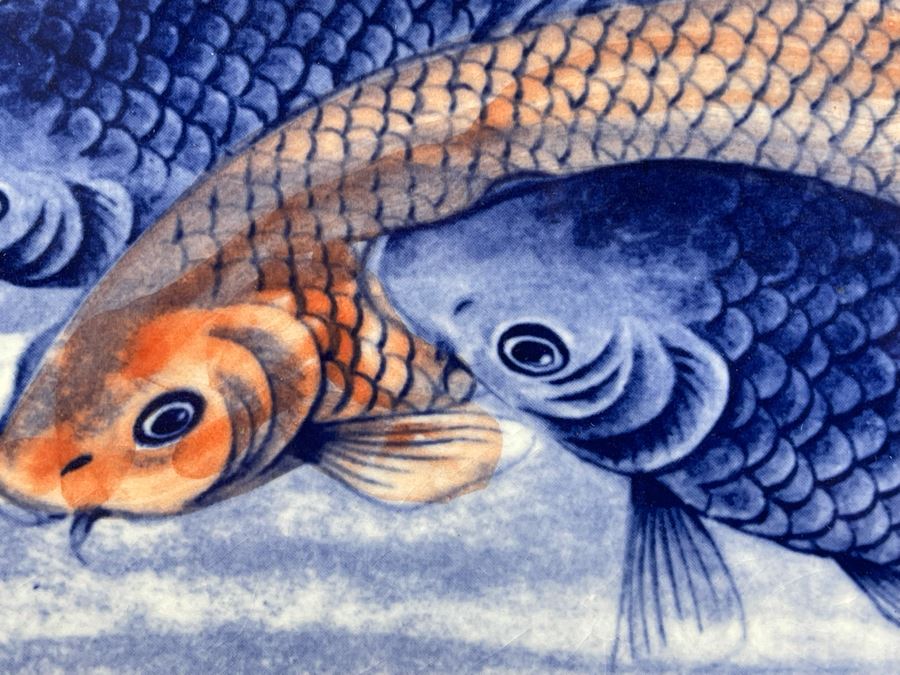 Japanese Koi Fish Charger 14.25' Plate With Stand Made In Japan [Photo 6]