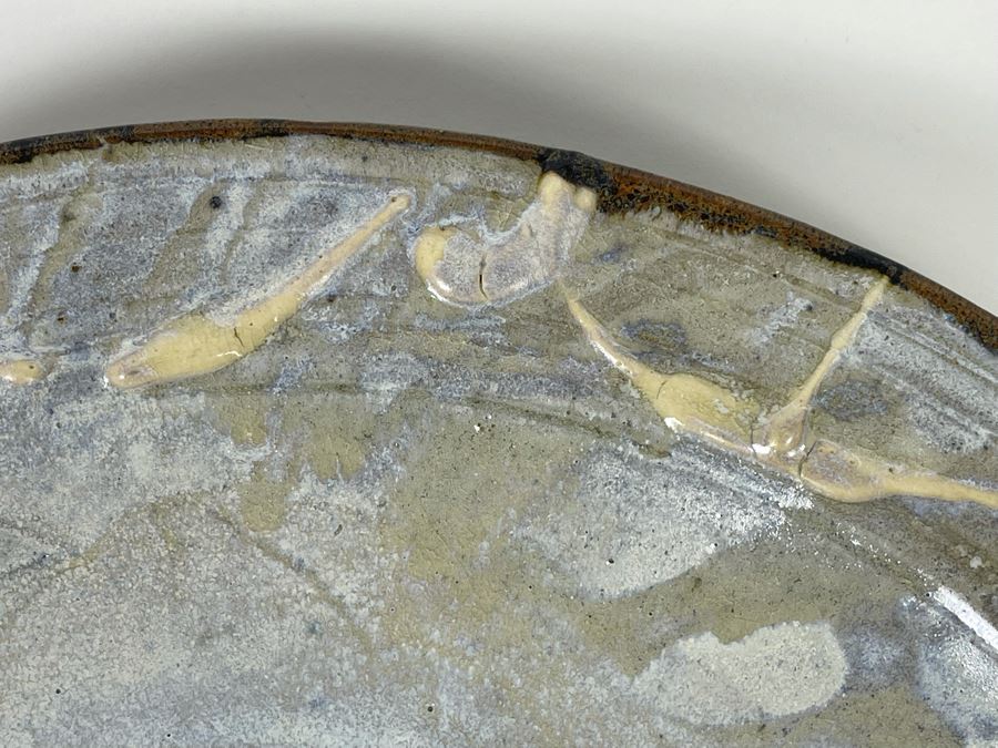 Glazed Studio Pottery Charger 14.5' Plate Signed Kena [Photo 4]