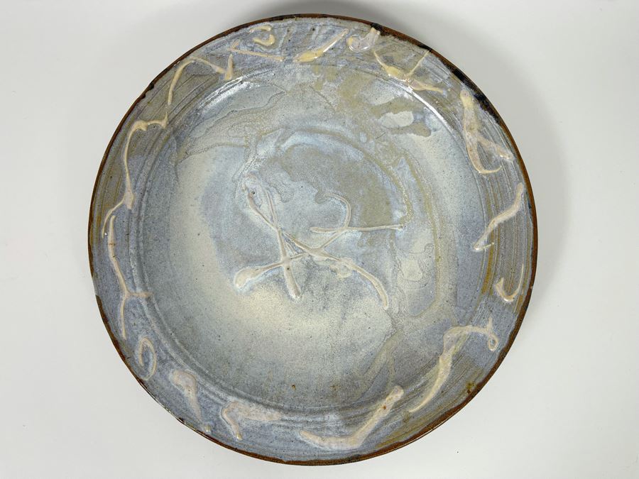 Glazed Studio Pottery Charger 14.5' Plate Signed Kena [Photo 2]