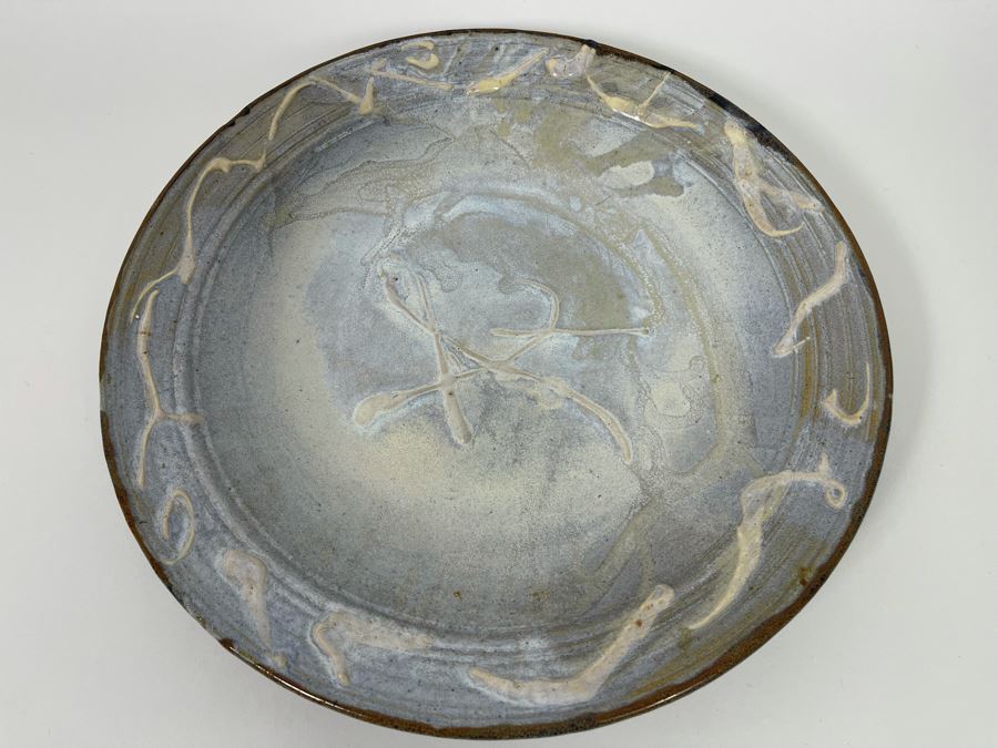 Glazed Studio Pottery Charger 14.5' Plate Signed Kena [Photo 3]