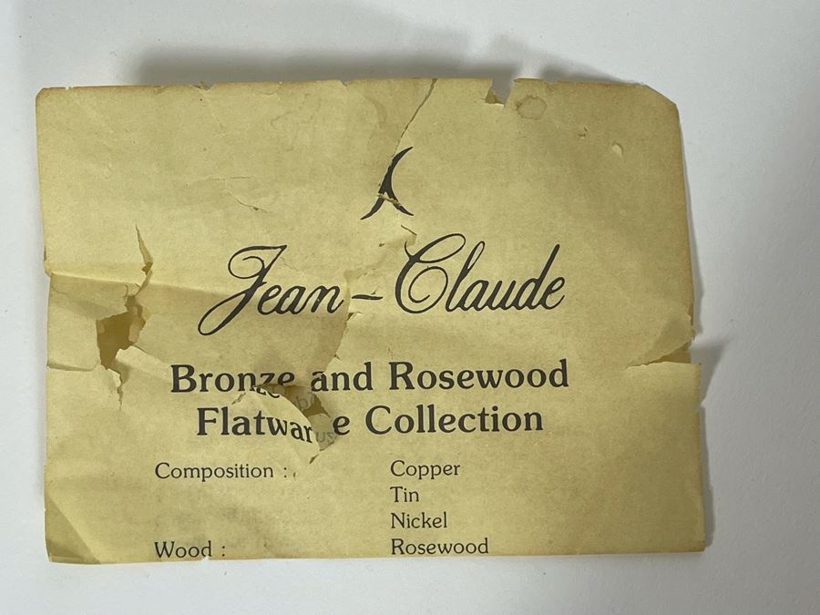 Complete Set Of Jean-Claude Mid-Century Bronze And Rosewood Flatware Collection With Wooden Storage Box [Photo 6]