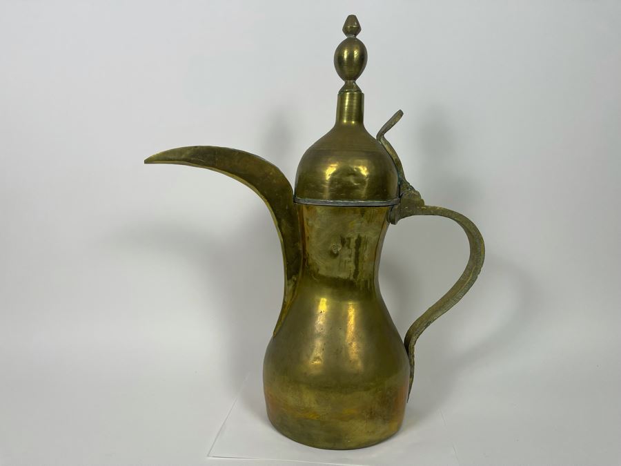 Vintage Middle Eastern Dallah Arabic Brass Coffee Pot 20H [Photo 9]