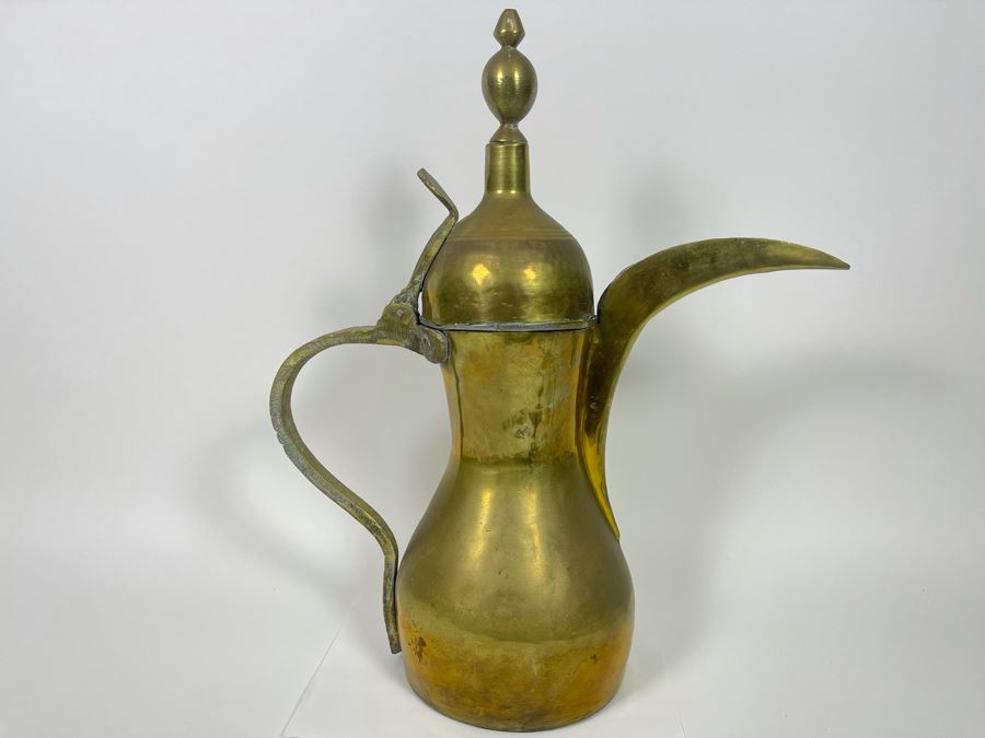 Vintage Middle Eastern Dallah Arabic Brass Coffee Pot 20H [Photo 3]
