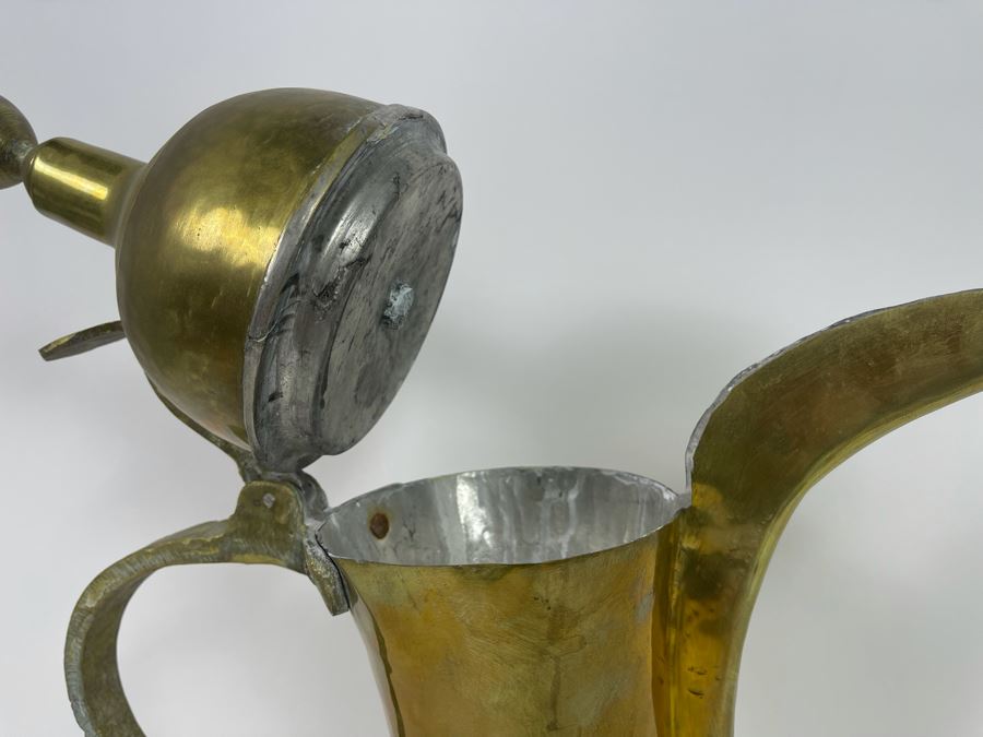 Vintage Middle Eastern Dallah Arabic Brass Coffee Pot 20H [Photo 4]