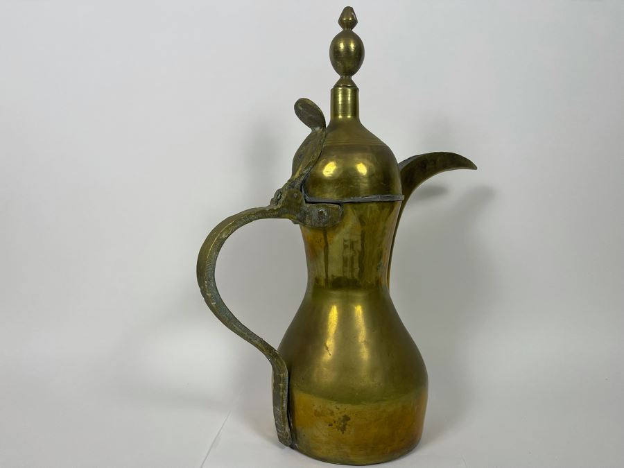 Vintage Middle Eastern Dallah Arabic Brass Coffee Pot 20H [Photo 7]