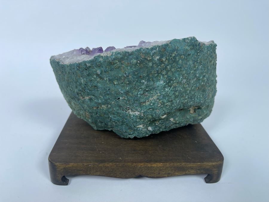Amethyst Geode With Wooden Pedestal 8W X 5D X 4H [Photo 9]