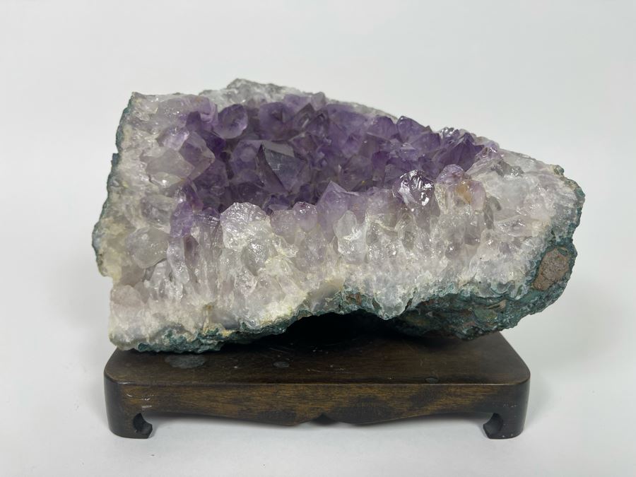 Amethyst Geode With Wooden Pedestal 8W X 5D X 4H [Photo 5]