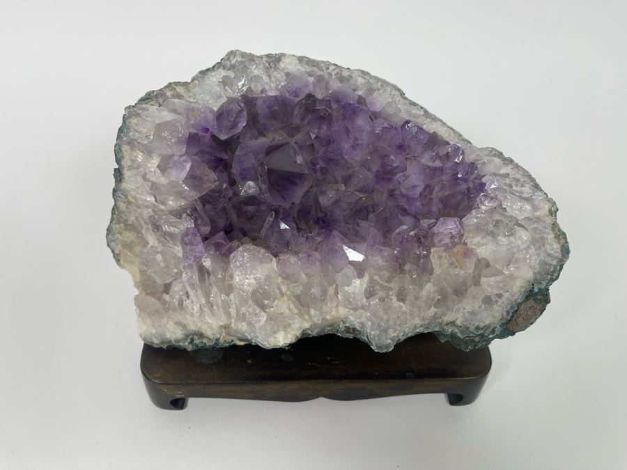 Amethyst Geode With Wooden Pedestal 8W X 5D X 4H [Photo 7]