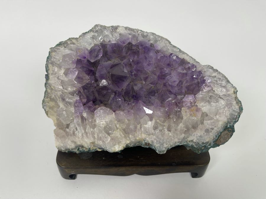 Amethyst Geode With Wooden Pedestal 8W X 5D X 4H [Photo 2]