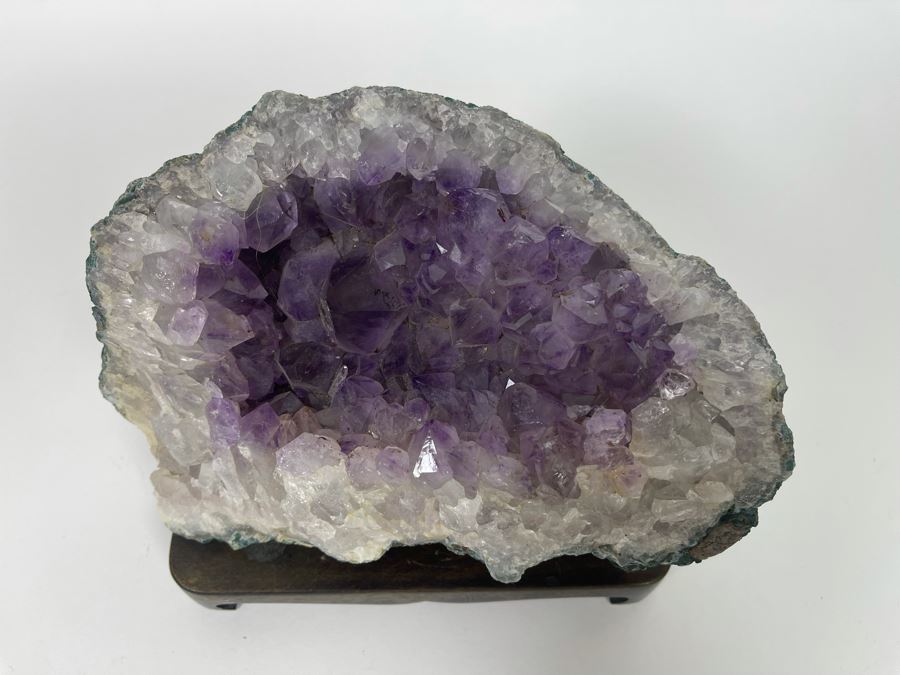 Amethyst Geode With Wooden Pedestal 8W X 5D X 4H [Photo 3]