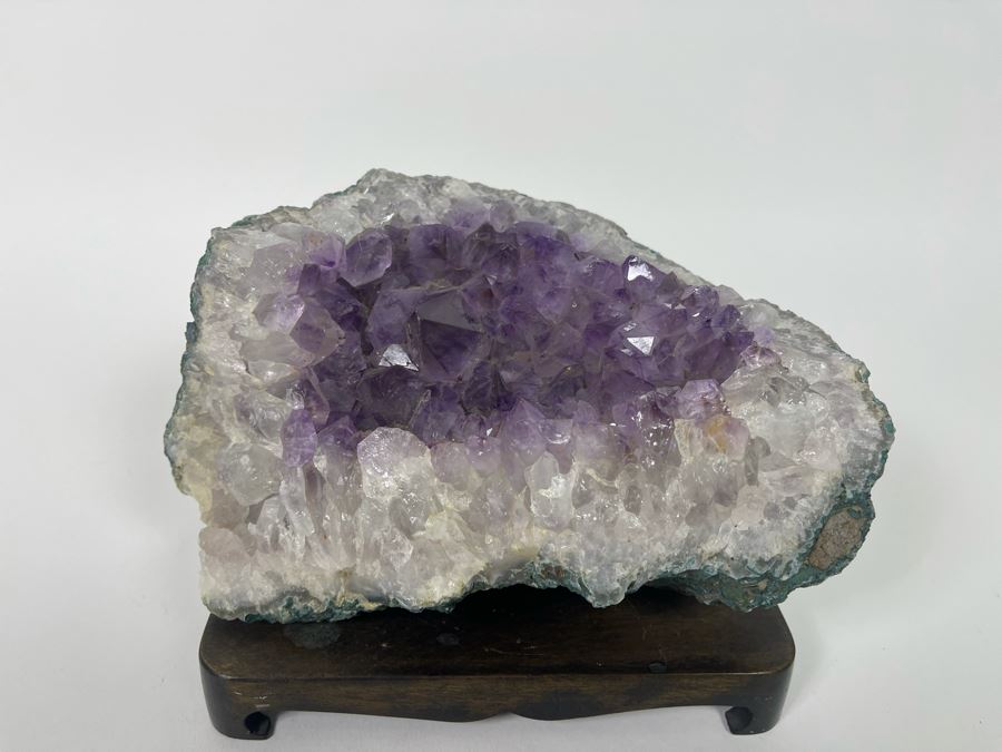 Amethyst Geode With Wooden Pedestal 8W X 5D X 4H [Photo 6]
