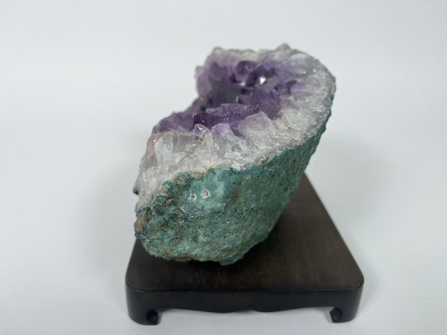 Amethyst Geode With Wooden Pedestal 8W X 5D X 4H [Photo 10]